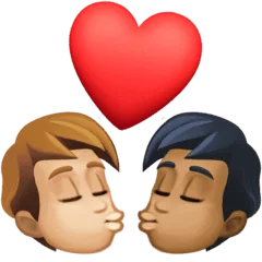👨🏼‍❤️‍💋‍👨🏾 Berciuman Pria dengan Pria Warna Kulit Cerah Sedang dengan Warna Kulit Gelap Sedang Facebook