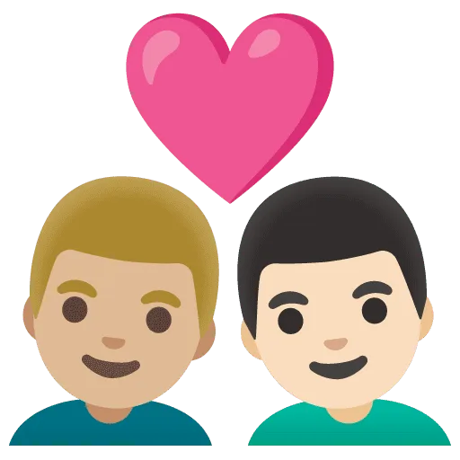 👨🏼‍❤️‍👨🏻 Pasangan dengan Hati Pria dengan Pria Warna Kulit Cerah Sedang dengan Warna Kulit Cerah Samsung