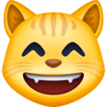 😸 Kucing Tersenyum dengan Mulut Terbuka dan Mata Tertutup Facebook