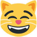 😸 Kucing Tersenyum dengan Mulut Terbuka dan Mata Tertutup Twitter