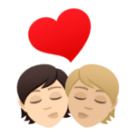 🧑🏻‍❤️‍💋‍🧑🏼 Berciuman Warna Kulit Cerah dengan Warna Kulit Cerah Sedang JoyPixels