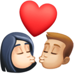 👩🏻‍❤️‍💋‍👨🏼 Berciuman Wanita dengan Pria Warna Kulit Cerah dengan Warna Kulit Cerah Sedang Facebook