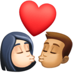 👩🏻‍❤️‍💋‍👨🏽 Berciuman Wanita dengan Pria Warna Kulit Cerah dengan Warna Kulit Sedang Facebook