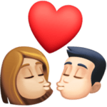 👩🏼‍❤️‍💋‍👨🏻 Berciuman Wanita dengan Pria Warna Kulit Cerah Sedang dengan Warna Kulit Cerah Facebook