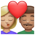 👩🏼‍❤️‍💋‍👨🏽 Berciuman Wanita dengan Pria Warna Kulit Cerah Sedang dengan Warna Kulit Sedang WhatsApp