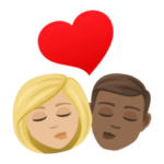 👩🏼‍❤️‍💋‍👨🏾 Berciuman Wanita dengan Pria Warna Kulit Cerah Sedang dengan Warna Kulit Gelap Sedang JoyPixels