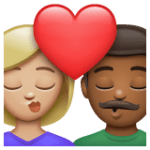 👩🏼‍❤️‍💋‍👨🏾 Berciuman Wanita dengan Pria Warna Kulit Cerah Sedang dengan Warna Kulit Gelap Sedang WhatsApp