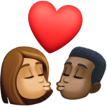 👩🏽‍❤️‍💋‍👨🏿 Berciuman Wanita dengan Pria Warna Kulit Sedang dengan Warna Kulit Gelap Facebook