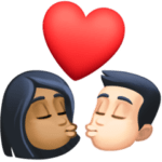 👩🏾‍❤️‍💋‍👨🏻 Berciuman Wanita dengan Pria Warna Kulit Gelap Sedang dengan Warna Kulit Cerah Facebook