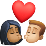 👩🏾‍❤️‍💋‍👨🏼 Berciuman Wanita dengan Pria Warna Kulit Gelap Sedang dengan Warna Kulit Cerah Sedang Facebook