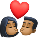 👩🏾‍❤️‍💋‍👨🏾 Berciuman Wanita dengan Pria Warna Kulit Gelap Sedang Facebook