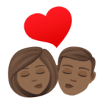 👩🏾‍❤️‍💋‍👨🏾 Berciuman Wanita dengan Pria Warna Kulit Gelap Sedang JoyPixels