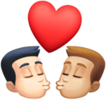 👨🏻‍❤️‍💋‍👨🏼 Berciuman Pria dengan Pria Warna Kulit Cerah dengan Warna Kulit Cerah Sedang Facebook