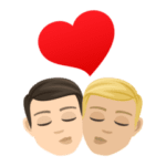 👨🏻‍❤️‍💋‍👨🏼 Berciuman Pria dengan Pria Warna Kulit Cerah dengan Warna Kulit Cerah Sedang JoyPixels