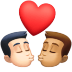 👨🏻‍❤️‍💋‍👨🏽 Berciuman Pria dengan Pria Warna Kulit Cerah dengan Warna Kulit Sedang Facebook