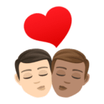 👨🏻‍❤️‍💋‍👨🏽 Berciuman Pria dengan Pria Warna Kulit Cerah dengan Warna Kulit Sedang JoyPixels