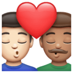 👨🏻‍❤️‍💋‍👨🏽 Berciuman Pria dengan Pria Warna Kulit Cerah dengan Warna Kulit Sedang WhatsApp