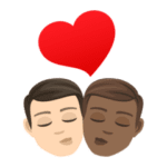 👨🏻‍❤️‍💋‍👨🏾 Berciuman Pria dengan Pria Warna Kulit Cerah dengan Warna Kulit Gelap Sedang JoyPixels