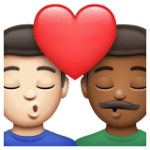 👨🏻‍❤️‍💋‍👨🏾 Berciuman Pria dengan Pria Warna Kulit Cerah dengan Warna Kulit Gelap Sedang WhatsApp