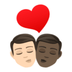 👨🏻‍❤️‍💋‍👨🏿 Berciuman Pria dengan Pria Warna Kulit Cerah dengan Warna Kulit Gelap JoyPixels