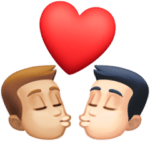 👨🏼‍❤️‍💋‍👨🏻 Berciuman Pria dengan Pria Warna Kulit Cerah Sedang dengan Warna Kulit Cerah Facebook