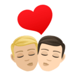 👨🏼‍❤️‍💋‍👨🏻 Berciuman Pria dengan Pria Warna Kulit Cerah Sedang dengan Warna Kulit Cerah JoyPixels