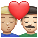 👨🏼‍❤️‍💋‍👨🏻 Berciuman Pria dengan Pria Warna Kulit Cerah Sedang dengan Warna Kulit Cerah WhatsApp