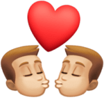 👨🏼‍❤️‍💋‍👨🏼 Berciuman Pria dengan Pria Warna Kulit Cerah Sedang Facebook