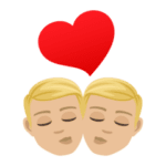 👨🏼‍❤️‍💋‍👨🏼 Berciuman Pria dengan Pria Warna Kulit Cerah Sedang JoyPixels