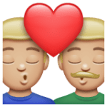 👨🏼‍❤️‍💋‍👨🏼 Berciuman Pria dengan Pria Warna Kulit Cerah Sedang WhatsApp