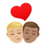 👨🏼‍❤️‍💋‍👨🏽 Berciuman Pria dengan Pria Warna Kulit Cerah Sedang dengan Warna Kulit Sedang JoyPixels