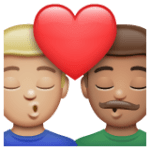 👨🏼‍❤️‍💋‍👨🏽 Berciuman Pria dengan Pria Warna Kulit Cerah Sedang dengan Warna Kulit Sedang WhatsApp