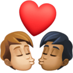 👨🏼‍❤️‍💋‍👨🏾 Berciuman Pria dengan Pria Warna Kulit Cerah Sedang dengan Warna Kulit Gelap Sedang Facebook