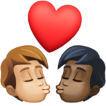 👨🏼‍❤️‍💋‍👨🏿 Berciuman Pria dengan Pria Warna Kulit Cerah Sedang dengan Warna Kulit Gelap Facebook