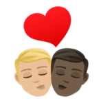👨🏼‍❤️‍💋‍👨🏿 Berciuman Pria dengan Pria Warna Kulit Cerah Sedang dengan Warna Kulit Gelap JoyPixels