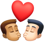 👨🏽‍❤️‍💋‍👨🏻 Berciuman Pria dengan Pria Warna Kulit Sedang dengan Warna Kulit Cerah Facebook