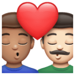 👨🏽‍❤️‍💋‍👨🏻 Berciuman Pria dengan Pria Warna Kulit Sedang dengan Warna Kulit Cerah WhatsApp
