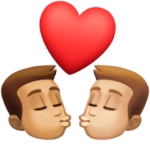 👨🏽‍❤️‍💋‍👨🏼 Berciuman Pria dengan Pria Warna Kulit Sedang dengan Warna Kulit Cerah Sedang Facebook
