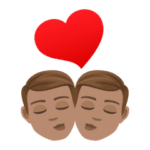 👨🏽‍❤️‍💋‍👨🏽 Berciuman Pria dengan Pria Warna Kulit Sedang JoyPixels