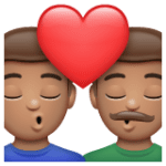 👨🏽‍❤️‍💋‍👨🏽 Berciuman Pria dengan Pria Warna Kulit Sedang WhatsApp