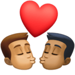 👨🏽‍❤️‍💋‍👨🏾 Berciuman Pria dengan Pria Warna Kulit Sedang dengan Warna Kulit Gelap Sedang Facebook