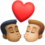 👨🏾‍❤️‍💋‍👨🏼 Berciuman Pria dengan Pria Warna Kulit Gelap Sedang dengan Warna Kulit Cerah Sedang Facebook