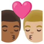 👨🏾‍❤️‍💋‍👨🏼 Berciuman Pria dengan Pria Warna Kulit Gelap Sedang dengan Warna Kulit Cerah Sedang Google
