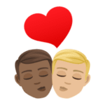 👨🏾‍❤️‍💋‍👨🏼 Berciuman Pria dengan Pria Warna Kulit Gelap Sedang dengan Warna Kulit Cerah Sedang JoyPixels