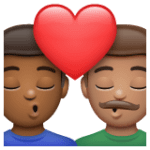 👨🏾‍❤️‍💋‍👨🏽 Berciuman Pria dengan Pria Warna Kulit Gelap Sedang dengan Warna Kulit Sedang WhatsApp