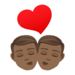 👨🏾‍❤️‍💋‍👨🏾 Berciuman Pria dengan Pria Warna Kulit Gelap Sedang JoyPixels