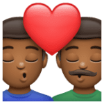 👨🏾‍❤️‍💋‍👨🏾 Berciuman Pria dengan Pria Warna Kulit Gelap Sedang WhatsApp