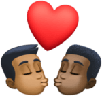 👨🏾‍❤️‍💋‍👨🏿 Berciuman Pria dengan Pria Warna Kulit Gelap Sedang dengan Warna Kulit Gelap Facebook