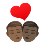 👨🏾‍❤️‍💋‍👨🏿 Berciuman Pria dengan Pria Warna Kulit Gelap Sedang dengan Warna Kulit Gelap JoyPixels