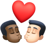 👨🏿‍❤️‍💋‍👨🏻 Berciuman Pria dengan Pria Warna Kulit Gelap dengan Warna Kulit Cerah Facebook